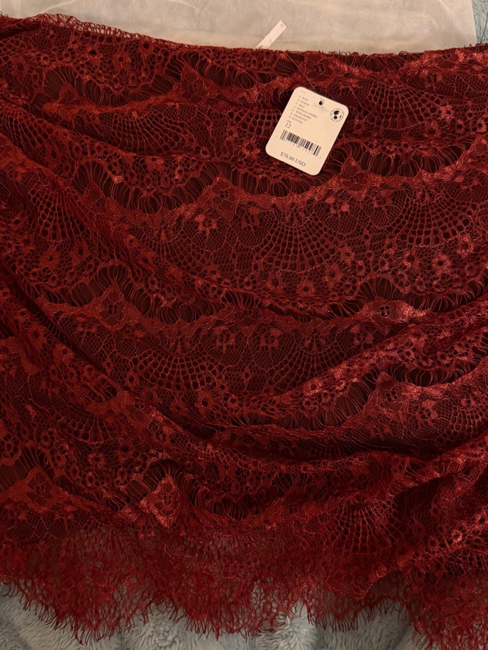 Free People Zoey Lace Wine Mini Skirt